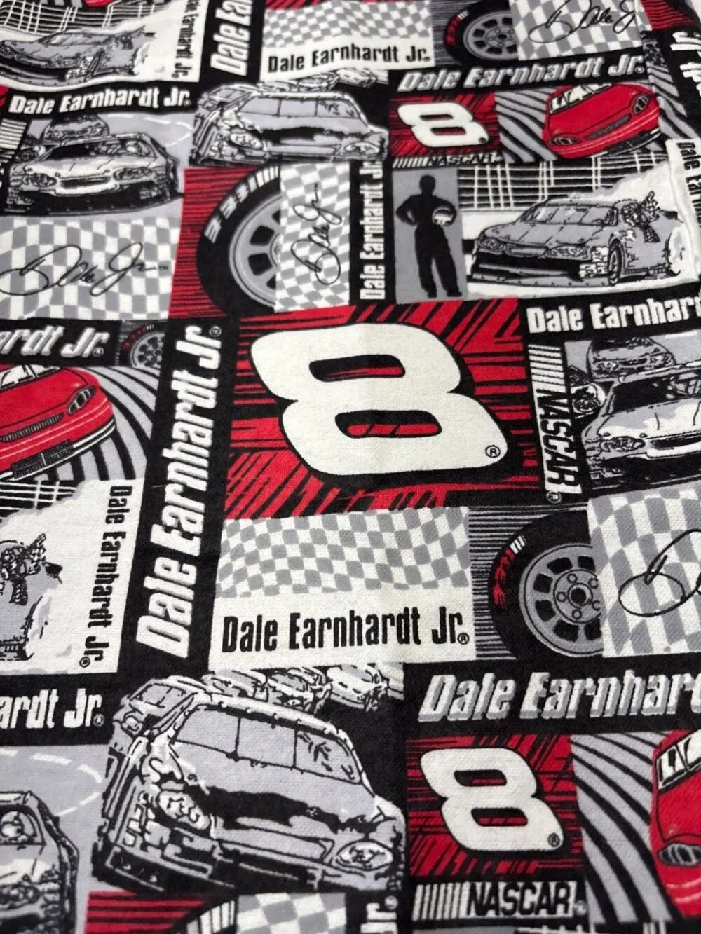Dale Earnhardt Jr NASCAR Flannel Fabric Racing Cars Checkerboard 20x44